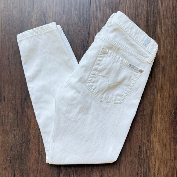 7 For All Mankind White Cropped Low Rise Jeans Women’s Size 29 - Picture 1 of 9
